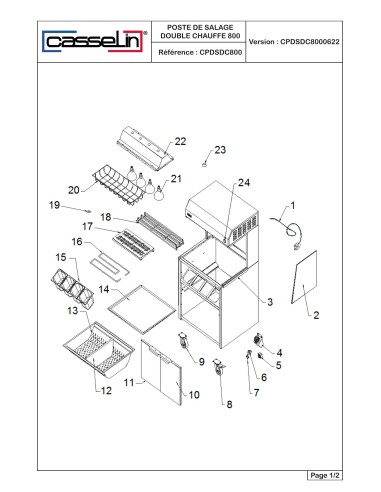 Pièces détachées pour Poste de salage double chauffe 800 - Référence CPDSDC800 - Casselin 