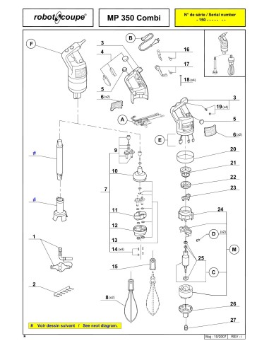 Pièces détachées pour Mixers plongeants MP 350 Combi - Robot Coupe 