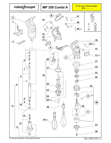 Pièces détachées pour Mixers plongeants MP 350 Combi A - Robot Coupe 