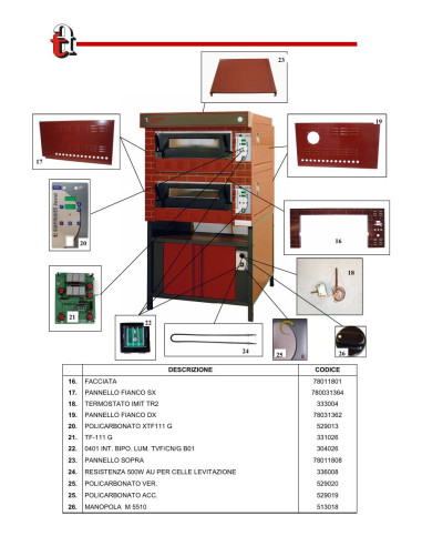 Pièces détachées TORNATI FORNI TF60-GAS Annee 2011 - TORNATI FORNI TF60-GAS - Annee 2011 - Tornati Forni