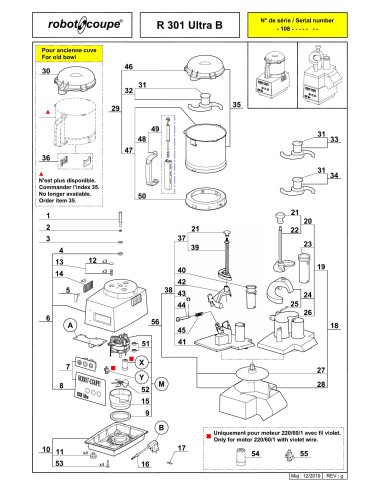 Pièces détachées pour Combinés R 301 Ultra B - Robot Coupe 