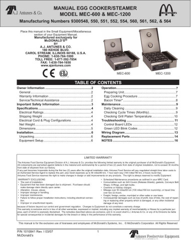 Pièces détachées ANTUNES MEC-1200 - ANTUNES MEC-1200 - Antunes