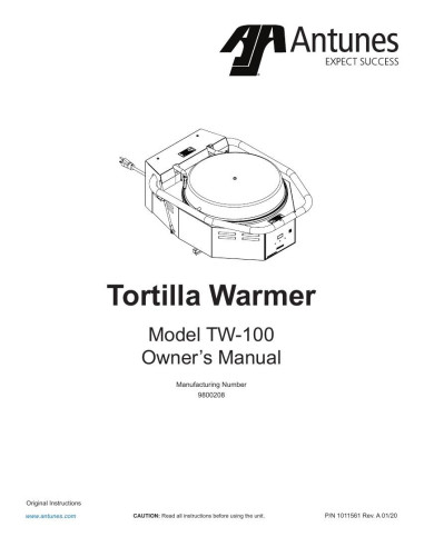 Pièces détachées ANTUNES TW-100 - ANTUNES TW-100 - Antunes