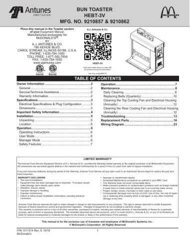 Pièces détachées ANTUNES HEBT-3V - ANTUNES HEBT-3V - Antunes