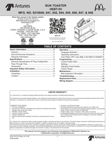 Pièces détachées ANTUNES HEBT-5V - ANTUNES HEBT-5V - Antunes