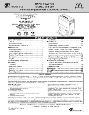 Pièces détachées ANTUNES VCT-200 - ANTUNES VCT-200 - Antunes