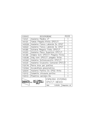 Pièces détachées DESCO CPG7-1 Annee 2000 - DESCO CPG7-1 - Annee 2000 - Desco