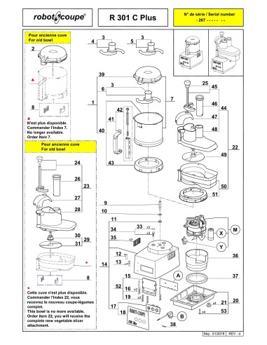 Pièces détachées pour Combinés R 301 C Plus - Robot Coupe 