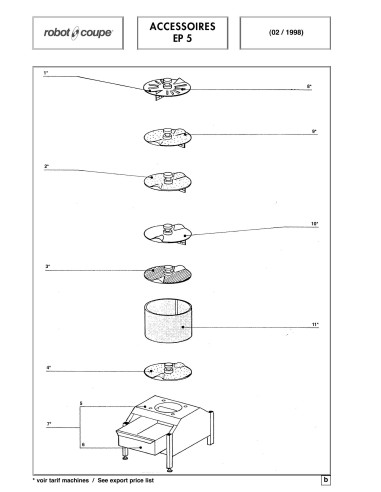 Pièces détachées pour Eplucheuses / Essoreuses Accessoires EP5 - Robot Coupe 