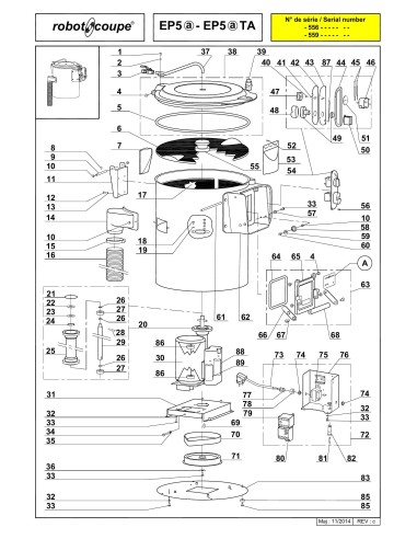 Pièces détachées pour Eplucheuses / Essoreuses EP5 A - Robot Coupe 