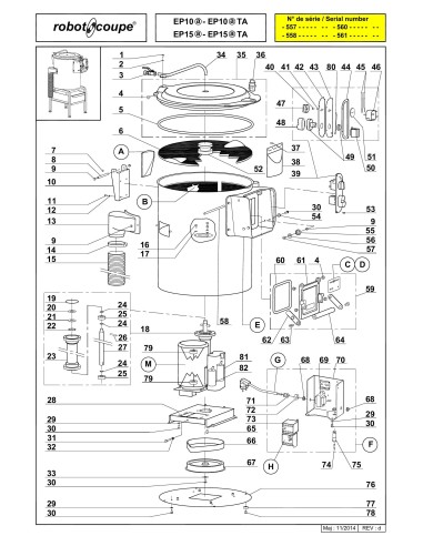 Pièces détachées pour Eplucheuses / Essoreuses EP15 A TA - Robot Coupe 