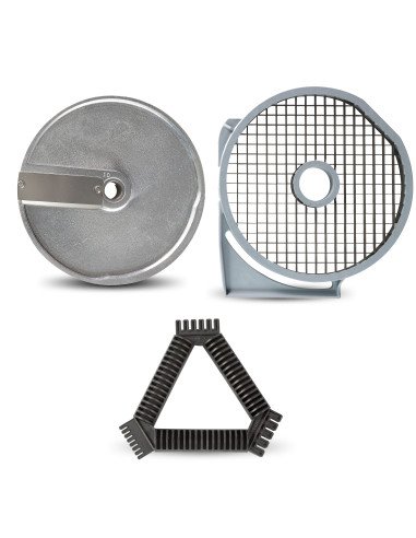 Kit Decoupe 10X10X10Mm : Eminceur Alu 10 Mm Diam. 205, Grille Macedoine 10X10 Mm, Outil De Nettoyage - DICINGKIT10 - 8FRJ650112 