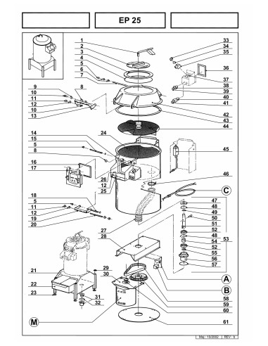 Pièces détachées pour Eplucheuses / Essoreuses EP 25 Tour Abrasif - Robot Coupe 