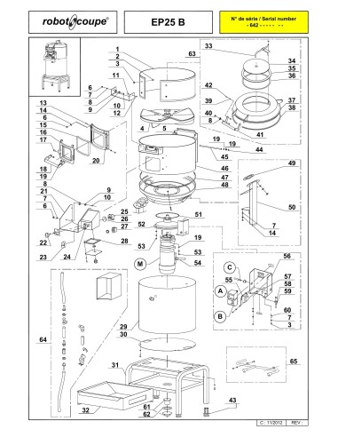 Pièces détachées pour Eplucheuses / Essoreuses EP25 B - Robot Coupe 