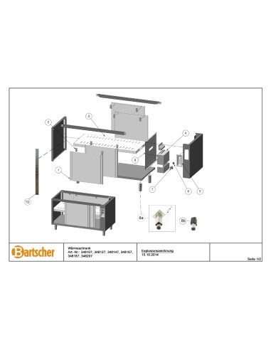 Pièces détachées pour Armoire chauff. 700, L1000, AD marque Bartsher 