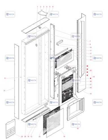 Pièces détachées Maestro Touch Dual Cup - 230V 50Hz - Porte, côté extérieur - 1 - C5485X00 - Necta 