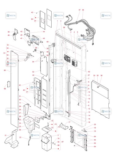 Pièces détachées Maestro Touch Dual Cup - 230V 50Hz - Porte, côté intérieur - 2 - C5485X00 - Necta 