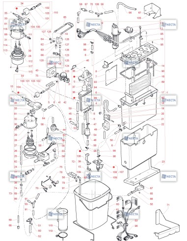 Pièces détachées Maestro Espresso - 230V 50Hz - Circuit hydraulique, distributeur ES - 5 - C5645X00 - Necta 