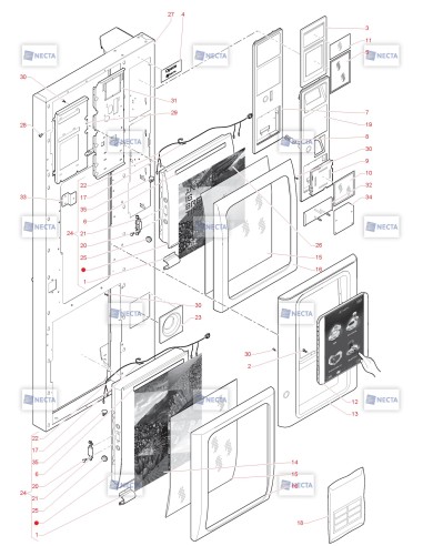 Pièces détachées Opera Touch - 230V 50/60Hz - Porte, côté extérieur - 1 - C5365X01 - Necta 