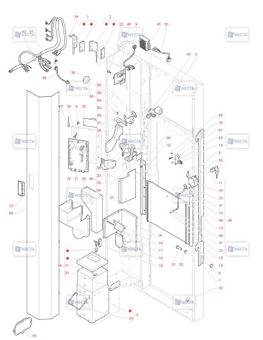 Pièces détachées Opera Touch - 230V 50/60Hz - Porte, côté intérieur - 2 - C5365X01 - Necta 