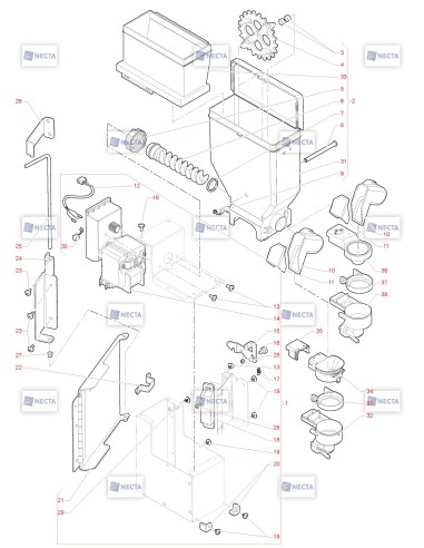 Pièces détachées Opera Touch - 230V 50/60Hz - Récipient latéral (jusqu'à l'immatriculation 14220569) - 10 - C5365X01 - Necta 