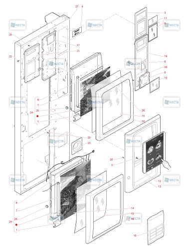 Pièces détachées Opera Touch Multicup - 230V 50Hz - Porte, côté extérieur - 1 - C5755X00 - Necta 