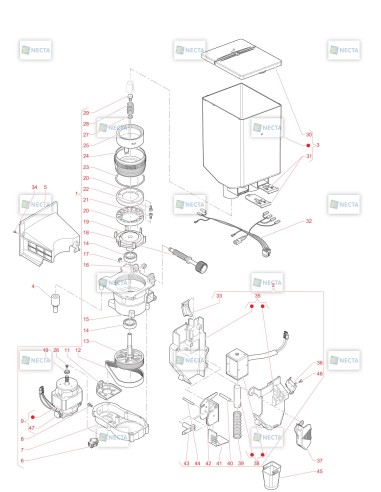 Pièces détachées Opera Touch - 120V 60Hz - Moulin doseur - 10 - C6095X00 - Necta 