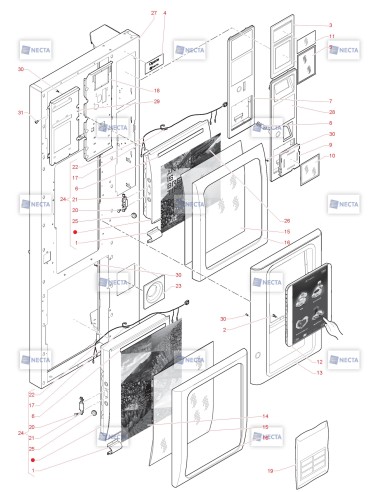 Pièces détachées Opera Plus Touch - 230V 50Hz - Porte, côté extérieur - 1 - C5205X01 - Necta 