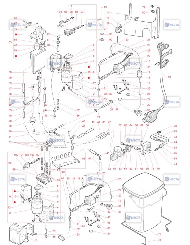 Pièces détachées Opera Plus Touch - 230V 50Hz - Circuit hydraulique ES (500cc) + IN - 6 - C5205X01 - Necta 