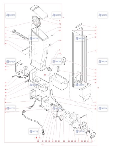 Pièces détachées Opera Plus Touch - 230V 50Hz - Distributeur de sucre et palettes - 8 - C5205X01 - Necta 