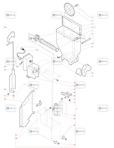 Pièces détachées Opera Plus Touch - 230V 50Hz - Récipient latéral (jusqu'à l'immatriculation 14220569) - 9 - C5205X01 - Necta 