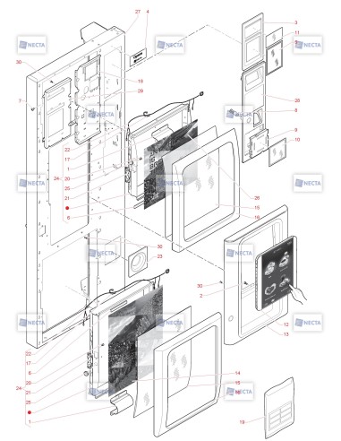 Pièces détachées Opera Plus Touch Multicup - 230V 50Hz - Porte, côté extérieur - 1 - C5695X00 - Necta 