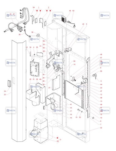 Pièces détachées Opera Plus Touch Multicup - 230V 50Hz - Porte, côté intérieur - 2 - C5695X00 - Necta 