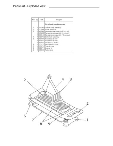 Piéces détachées Coupe Tomates Complet 6Mm - CT6