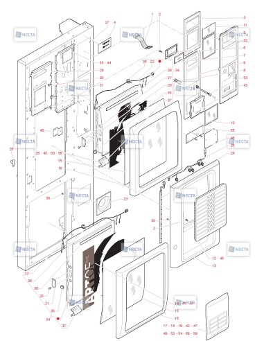 Pièces détachées Opera Espresso -Instant - 220V 50/60Hz - Porte, côté extérieur - 1 - C4215X02 - Necta 