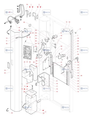 Pièces détachées Opera Espresso -Instant - 220V 50/60Hz - Porte, côté intérieur - 2 - C4215X02 - Necta 