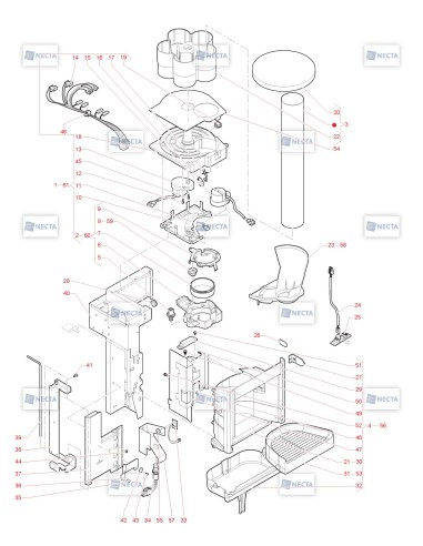 Pièces détachées Opera Espresso -Instant - 220V 50/60Hz - Distributeur de gobelets - 7 - C4215X02 - Necta 