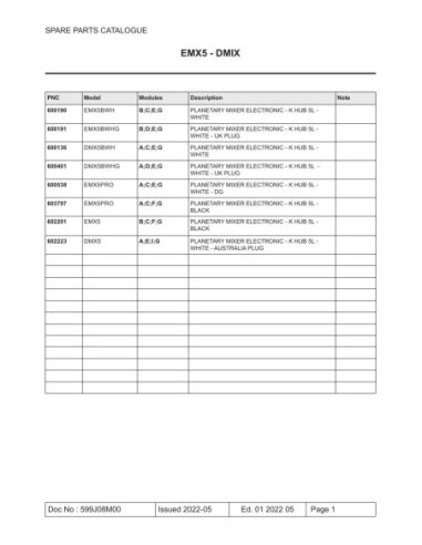 Piéces détachées Plan.Mixer-Elect+K Hub 5L Disgroup - EMX5_PRO