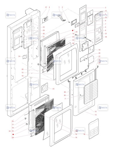 Pièces détachées Opera -  230V 50/60Hz - Porte, côté extérieur - 1 - C4215X03 - Necta 