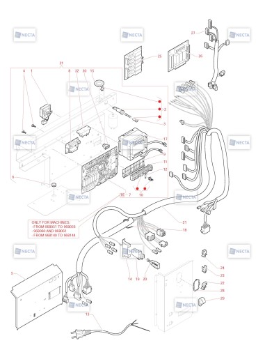 Pièces détachées Opera -  230V 50/60Hz - Panneau électrique - 4 - C4215X03 - Necta 