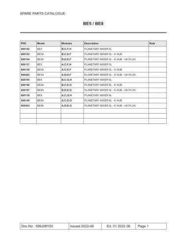 Piéces détachées Planetary Mixer-Elect+K Hub-5L 200-240/1-Uk - DBE5BYAG