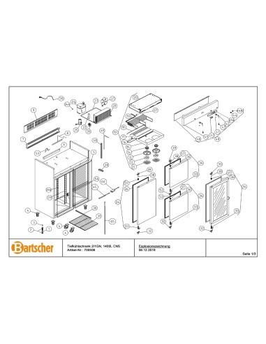 Pièces détachées pour Armoire froide négative 1400 GN211 marque Bartsher 