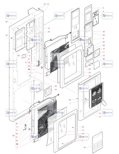 Pièces détachées Concerto Touch - 230/220V 50/60Hz - Porte, côté extérieur - 1 - C5195X01 - Necta 