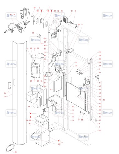 Pièces détachées Concerto Touch - 230/220V 50/60Hz - Porte, côté intérieur - 2 - C5195X01 - Necta 