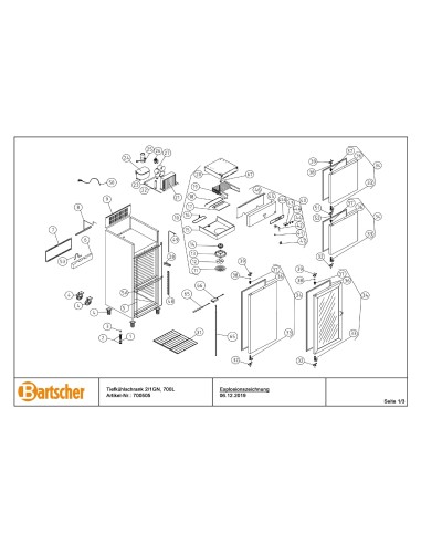 Pièces détachées pour Armoire froide négative 700 GN211 marque Bartsher 