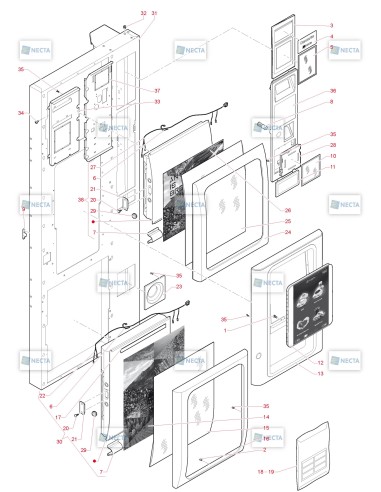 Pièces détachées Concerto Touch Plus - 230V 50Hz - Porte, côté extérieur - 1 - C5375X00 - Necta 