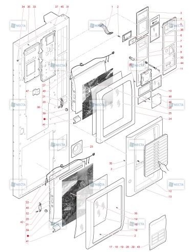 Pièces détachées Concerto - 230V 50/60Hz - Porte, côté extérieur - 1 - C3705X02 - Necta 