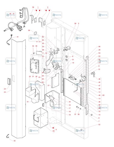 Pièces détachées Concerto - 230V 50/60Hz - Porte, côté intérieur - 2 - C3705X02 - Necta 