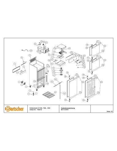 Pièces détachées pour Armoire froide positive 700 GN211 marque Bartsher 