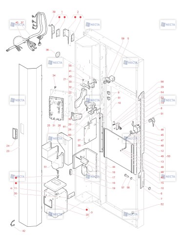 Pièces détachées Concerto - 230V 50/60Hz - Porte, côté intérieur - 2 - C3705X03 - Necta 